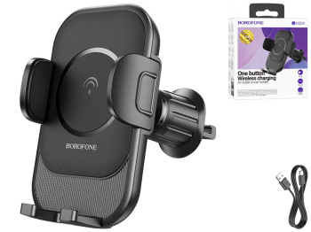 Автотримач Borofone BH204 Blue Charm Wireless 15W Колір Чорний