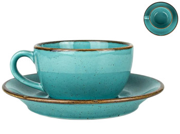 Набір для чаю Porland Turquoise, чашка 320мл, блюдце 15см