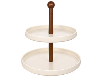 Подставка для десертов двухъярусная Natural Serving Cream с ручкой, 26,5×26,5×26 см