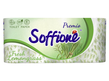 Бумага туалетная Soffione "Fresh Lemongrass" трехслойная (цена за упаковку 8 рулонов)