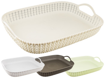 Фруктовница-плетенка пластиковая (расцветка ассорти) 36х28х6см R85443-XL