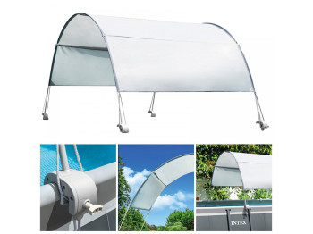 Тент-зонт Intex 28054 для бассейнов диаметр 305–366см и 400–732см, полиэстер, 376×180см, серый