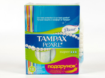 Тампоны Tampax-Discreet Pearl "Super Duo" 18шт+браслет 3капли