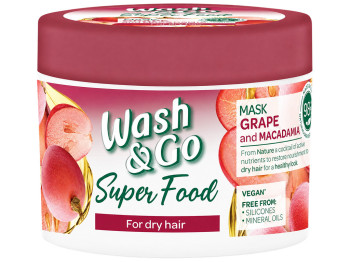 Маска для волосся Wash and Go Super Food, виноград і макадамія, для сухого волосся, 300 мл