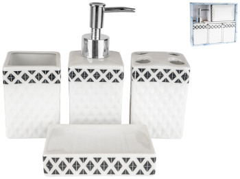 Набор для ванной керамический Rhonbus black 22x19,5x7см (цена за набор 4 предмета)