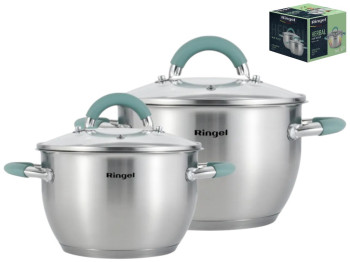Набор кастрюль Ringel Herbal, нержавеющая сталь, 2,6л, 3,6л, 18см, 20см (цена за 4 предмета)