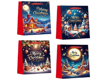 Пакет новогодний бумажный S Christmas evening 3D, 18х23х10см