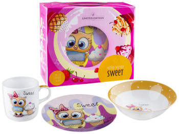 Набір посуду дитячоого фарфор. Limited Edition "Sweet owl" 3 предмети (чашка, тарілка, супник) 04348