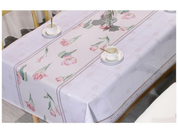 Клеенка Baby Face, на тканевой основе, ПВХ, 1,40×20м, дизайн тюльпаны (цена за рулон)