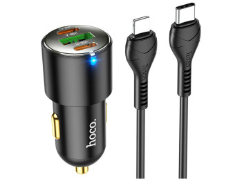 Автомобільний зарядний пристрій Hoco NZ6 PD45W Type C to Lightning Колір Чёрный