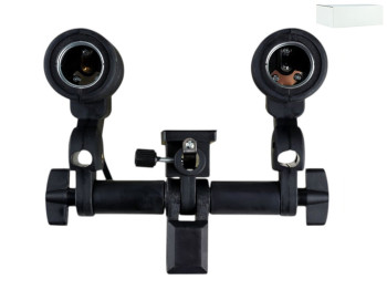 Держатель SHL-002 для 2 ламп E27 с отверстием под фото-зонт, черный