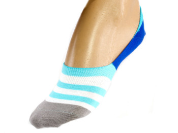 Носки-следы женские тонкие без голени в полосочку 856, р.25 (39-40р.) (цвет светло-бирюзовый) Дюна