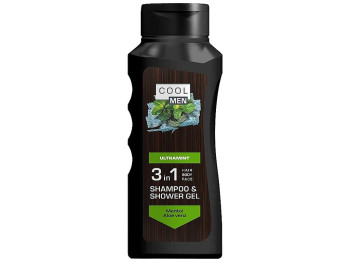 Гель-шампунь 2в1 Cool Men Ultramint, с ментолом и алоэ вера, для волос и тела, 400мл