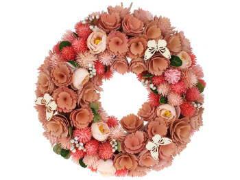 Декоративный пасхальный венок, 34см, цвет - персиковый