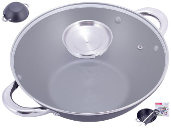 Казан чавунний Kamille "Wok" з антипригарним мармуровим покриттям, 3,6л