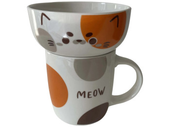 Набор посуды детский Limited Edition Meow, чашка, пиала, фарфор, цвет белый (цена за 2 пред)