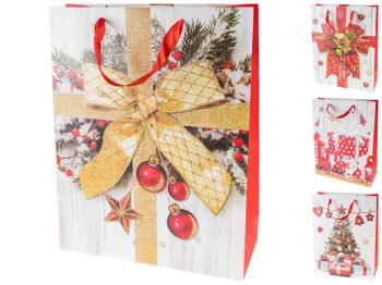 Пакет новогодний бумажный M Gift 26х10х32см