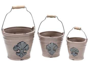 Набор кашпо Королевская лилия, в форме ведер (цена за набор 3шт)