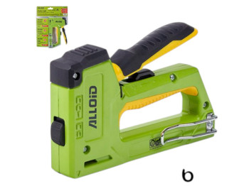 Степлер Alloid Pro, строительный, механический 6-в-1, с комплектом 1500 скоб, алюминий