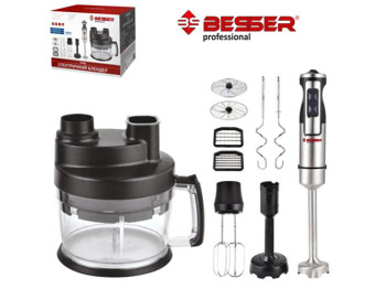 Блендер заглибний Besser 1000W (стакан 600мл з кришкою) з наcадками KUBIXX мультифункціональний