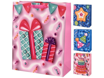 Пакет подарочный Sweets 3D, бумага, 18х23х8см, 4 дизайна (цена за 1шт)