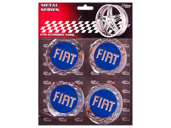 Наклейки на колпаки FIAT, 9см, синие, 4шт