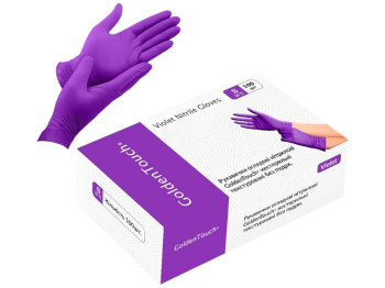 Рукавички Golden Touch, нестерильні, текстуровані, нітрил, розмір S, 3,7 г, колір фіолетовий, 50шт