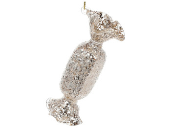 Ялинкова прикраса Цукерка з покриттям лід, 12см, колір - шампань