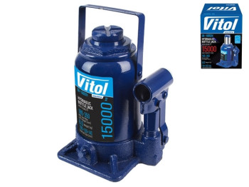 Домкрат гидравлический телескоп Vitol 15т, высота подъема 18,5 - 35см, 6кг (DB-15002H/JX107S)