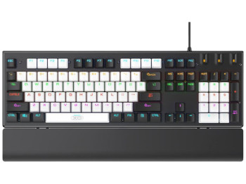 Комплект клавиатура и мышь XO KB-06, механическая, 104 клавиши, 6 кнопок, LED, 3200DPI, белый микс