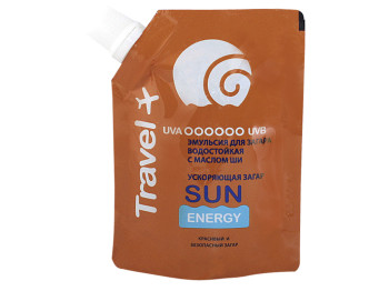Эмульсия для загара "Sun Energy" водостойкая с маслом ши ускоряющая загар дой-пак 90мл