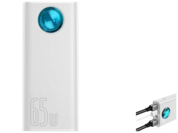 Універсальна Мобільна Батарея Baseus Amblight 65W 30000 mAh Overseas Edition (PPLG0001xx) Колір Бiли