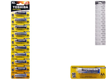 Батарейки алкалінові Toshiba High Power, 1,5V, AA, LR6GCP (ціна за блістер 10шт)