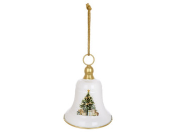Подвеска металлическая Christmas bell, 19,5×26см, цвет белый