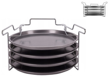 Набір форм для піци Kamille, з вуглецевої сталі з підставкою, 30см (ціна за набір 5 предметів)