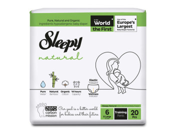 Подгузники - трусики Sleepy Natural XLarge, размер 6 (15 - 25кг) 20шт