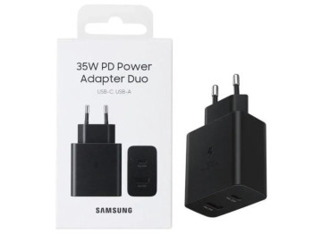 Сетевое зарядное устройство Samsung 1usb/1usb-c pd/qc 35w 1:1, быстрая зарядка, цвет черный