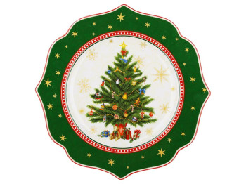Тарілка десертна Christmas Story, порцеляна, 21×1,3см, колір зелений
