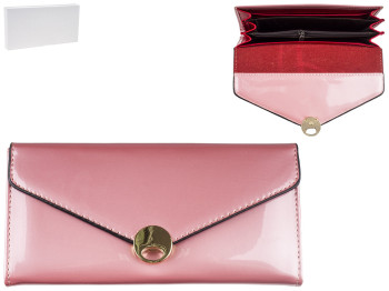 Гаманець жіночий кожзам. лаковий рожевий 19х3х10см