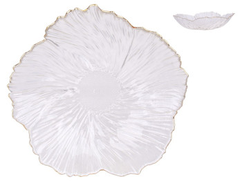 Фруктовница стеклянная с золотым ободком Flower, 31×7,8см, цвет прозрачный