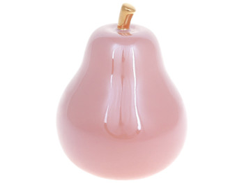 Декоративна груша, 15см, колір - рожевий перламутр із золотом