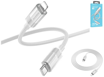 Кабель USB Borofone BU44 Sincero PD27W Type-C to Lightning 1,2м Колір Сiрий