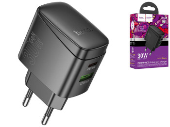 Сетевое зарядное устройство Hoco CS61A 1USB/1USB-C PD/QC 30W, цвет черный