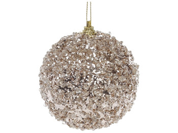 Ялинкова куля, 8см, колір - шампань з покриттям лід