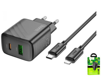 Сетевое Зарядное Устройство Hoco CS23A 1USB/1USB-C PD/QC 30W+Type-C to Lightning Цвет Черный