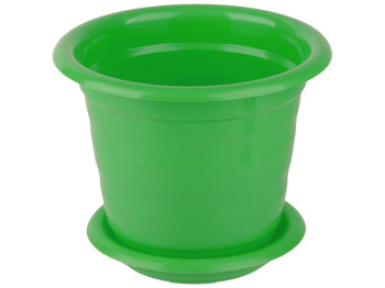 Горшок для цветов с подставкой круглый 140мм 0,7л (цвет зеленый) Консенсус