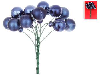 Гроздь ягод для декора 12шт, 2см, цвет - синий