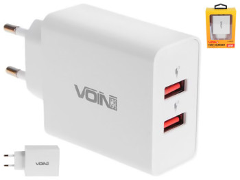 Сетевое зарядное устройство Voin 36W, 2USB QC3.0 (3.6V-6.5V*3A, 6.5V-9V*2A, 9V-12V*1.5A)