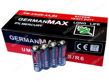 Батарейка солевая German Max Heavy Duty, 1,5V, AA, R6 (цена за спайку 4шт)