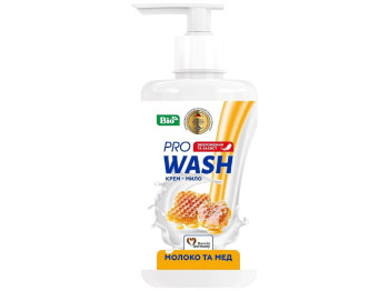 Крем-мило Pro Wash, рідке, Молоко та мед, зволоження та м'якість шкіри, 470г